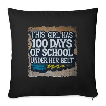 Funny Outfit teacher & student 100 days of school - Sofa pillowcase 17,3'' x 17,3'' (45 x 45 cm) - black - Front