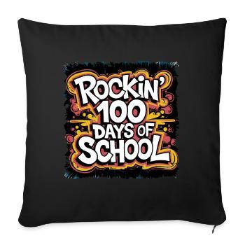 Funny Outfit teacher & student 100 days of school - Sofa pillowcase 17,3'' x 17,3'' (45 x 45 cm) - black - Front