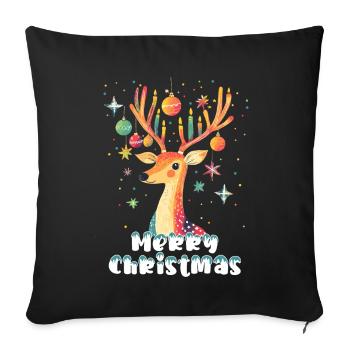 Christmas Deer Fairy Tale Stars Candles Cute - Sofa pillowcase 17,3'' x 17,3'' (45 x 45 cm) - black - Front