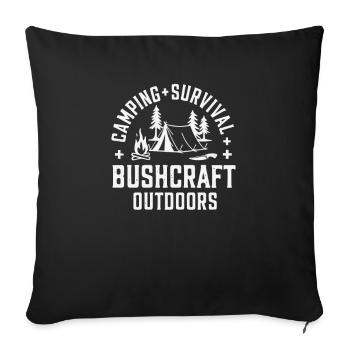Camping Survie Bushcraft Outdoors - Housse de coussin décorative 45 x 45 cm - noir - Devant