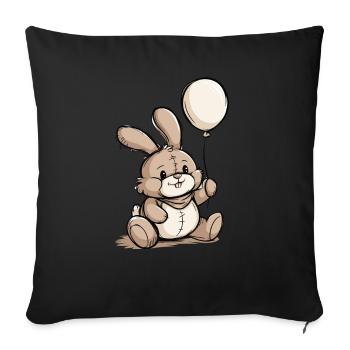Bunny with balloon - Sofa pillowcase 17,3'' x 17,3'' (45 x 45 cm) - black - Front