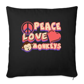 Peace Love Monkeys Tee - Sofa pillowcase 17,3'' x 17,3'' (45 x 45 cm) - black - Front