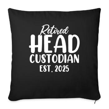 Gardien en chef à la retraite 2025 Femme de ménage Drôle - Housse de coussin décorative 45 x 45 cm - noir - Devant