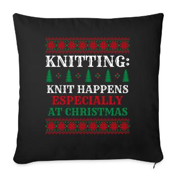 Knitwear Outfit Merry Christmas! Funny Knitting - Sofa pillowcase 17,3'' x 17,3'' (45 x 45 cm) - black - Front