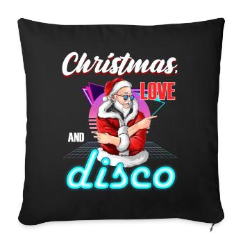 Noël Disco, Rave, Techno, House, Goa, Fête - Housse de coussin décorative 45 x 45 cm - noir - Devant