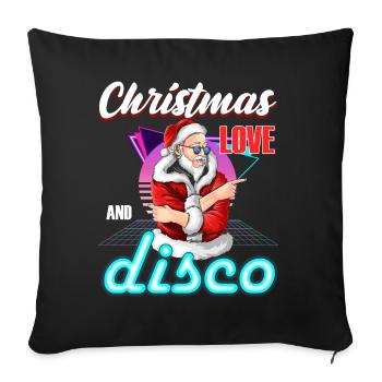 Noël Disco, Rave, Techno, House, Goa, Fête - Housse de coussin décorative 45 x 45 cm - noir - Devant