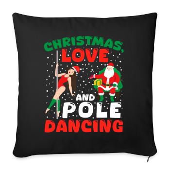 Danseuse de pole, Pole dance, Noël, Amour - Housse de coussin décorative 45 x 45 cm - noir - Devant