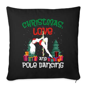 Danseuse de pole, Pole dance, Noël, Amour - Housse de coussin décorative 45 x 45 cm - noir - Devant