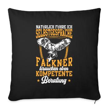 Le fauconnier se parle à lui-même, fauconnerie, fauconnerie - Housse de coussin décorative 45 x 45 cm - noir - Devant