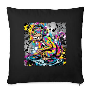 Dj Rave Festival Cool Monkey Avec Casque Soirée - Housse de coussin décorative 45 x 45 cm - noir - Devant
