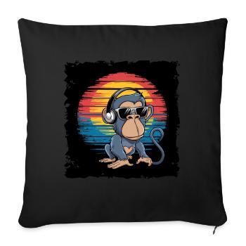Dj Rave Festival Cool Monkey Avec Casque Soirée - Housse de coussin décorative 45 x 45 cm - noir - Devant