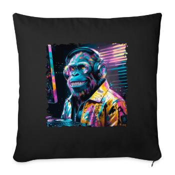Dj Rave Festival Cool Monkey Avec Casque Soirée - Housse de coussin décorative 45 x 45 cm - noir - Devant