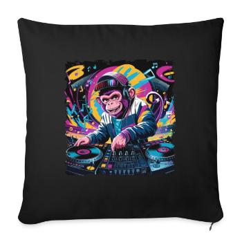 Dj Rave Festival Cool Monkey Avec Casque Soirée - Housse de coussin décorative 45 x 45 cm - noir - Devant