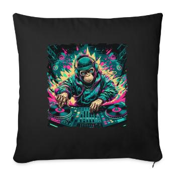 Dj Rave Festival Cool Monkey Avec Casque Soirée - Housse de coussin décorative 45 x 45 cm - noir - Devant