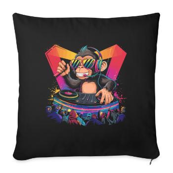 Dj Rave Festival Cool Monkey Avec Casque Soirée - Housse de coussin décorative 45 x 45 cm - noir - Devant