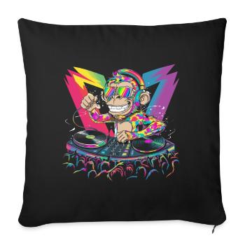 Dj Rave Festival Cool Monkey Avec Casque Soirée - Housse de coussin décorative 45 x 45 cm - noir - Devant
