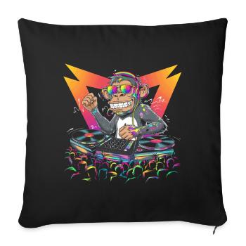 Dj Rave Festival Cool Monkey Avec Casque Soirée - Housse de coussin décorative 45 x 45 cm - noir - Devant