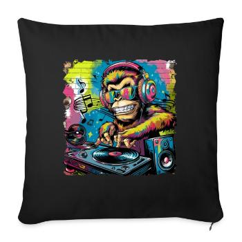 Dj Rave Festival Cool Monkey Avec Casque Soirée - Housse de coussin décorative 45 x 45 cm - noir - Devant