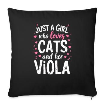 Viola Chat Altiste Chats Amour - Housse de coussin décorative 45 x 45 cm - noir - Devant