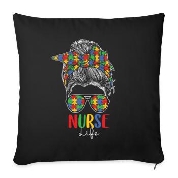 Autism Awareness Day Autistic Gift - Sofa pillowcase 17,3'' x 17,3'' (45 x 45 cm) - black - Front