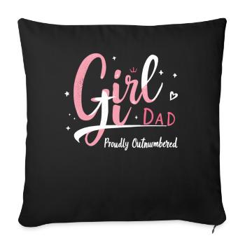 fille papa fièrement surpassé en nombre fille papa père papa - Housse de coussin décorative 45 x 45 cm - noir - Devant