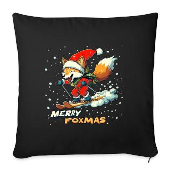 Noël Renard Joyeux Foxmas Ski Neige - Housse de coussin décorative 45 x 45 cm - noir - Devant