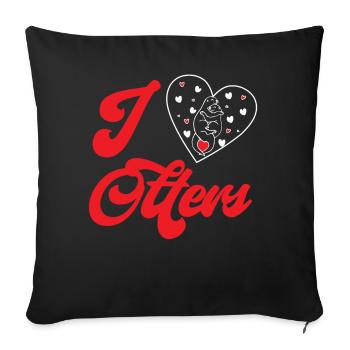 Otter Heart I Love Otters - Sofa pillowcase 17,3'' x 17,3'' (45 x 45 cm) - black - Front