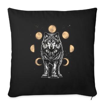Wolf Wolves Moon Phase Moon Phases Spiritual - Sofa pillowcase 17,3'' x 17,3'' (45 x 45 cm) - black - Front