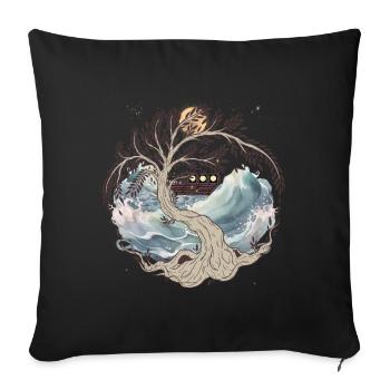 Nature Sea Waves Boat Ship Travel Ahoy - Sofa pillowcase 17,3'' x 17,3'' (45 x 45 cm) - black - Front