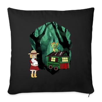 Conte de fées Conte de fées Personnage Dragon Forêt Aventure - Housse de coussin décorative 45 x 45 cm - noir - Devant
