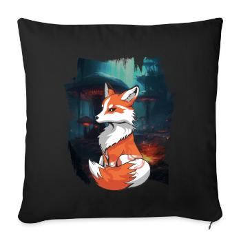 Renard, Renards, Forêt, Conte de fées, Conte, Personnage, Enfant - Housse de coussin décorative 45 x 45 cm - noir - Devant
