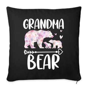 Grandma Bear - Sofa pillowcase 17,3'' x 17,3'' (45 x 45 cm) - black - Front