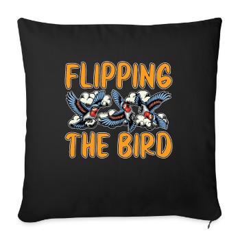 Bird Photography Flipping The Bird Ornithologist - Sofa pillowcase 17,3'' x 17,3'' (45 x 45 cm) - black - Front