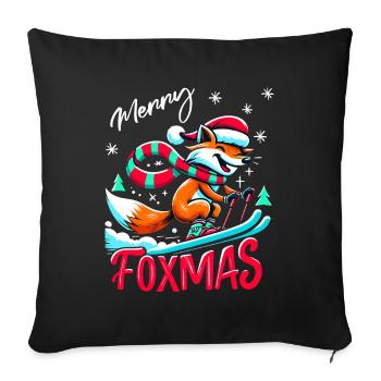 Merry Foxmas Renard Ski Ski Fun Drôle - Housse de coussin décorative 45 x 45 cm - noir - Devant
