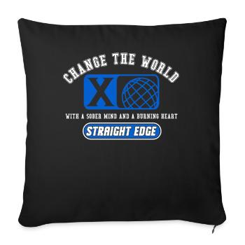 Vegan, Anti-drogues, Hardcore Punk Straight Edge - Housse de coussin décorative 45 x 45 cm - noir - Devant