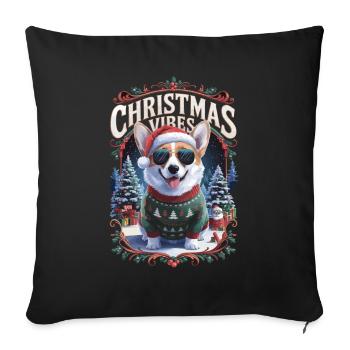 Corgi Christmas Vibes - Sofa pillowcase 17,3'' x 17,3'' (45 x 45 cm) - black - Front