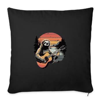 Sloth with guitar - Sofa pillowcase 17,3'' x 17,3'' (45 x 45 cm) - black - Front