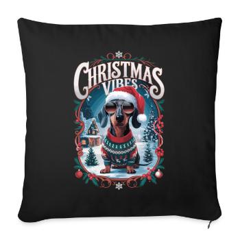 Dackel Christmas Vibes - Sofakissenbezug 45 x 45 cm - Schwarz - Vorne