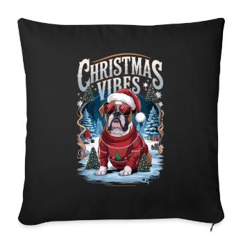 Boxer Christmas Vibes - Sofa pillowcase 17,3'' x 17,3'' (45 x 45 cm) - black - Front
