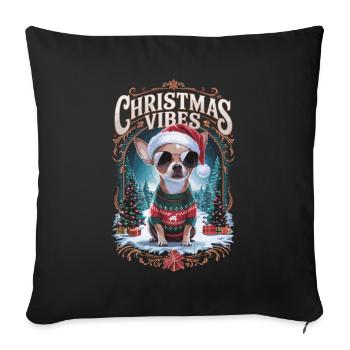 Chihuahua Christmas Vibes - Sofa pillowcase 17,3'' x 17,3'' (45 x 45 cm) - black - Front