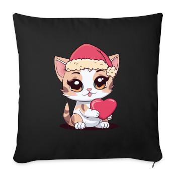 Santa Claus Santa Claus Cat Cats Kids - Sofa pillowcase 17,3'' x 17,3'' (45 x 45 cm) - black - Front