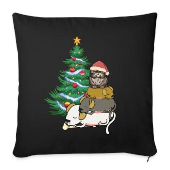 Christmas Christmas Xmas Christmas Tree Dog Cat - Sofa pillowcase 17,3'' x 17,3'' (45 x 45 cm) - black - Front