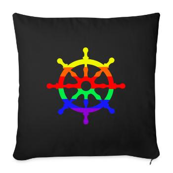 LGBT Steering Wheel Gay Pride Maritime Ahoy - Sofa pillowcase 17,3'' x 17,3'' (45 x 45 cm) - black - Front