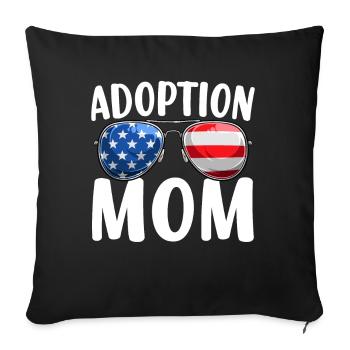 Adoption Maman USA Drapeau Lunettes de soleil Famille d’accueil - Housse de coussin décorative 45 x 45 cm - noir - Devant