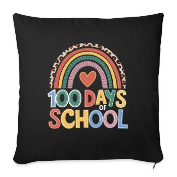 100 jours à l’école Enseignant enfants et garçons - Housse de coussin décorative 45 x 45 cm - noir - Devant