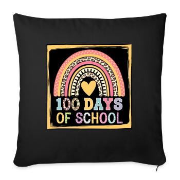 100 jours à l’école Enseignant enfants et garçons - Housse de coussin décorative 45 x 45 cm - noir - Devant