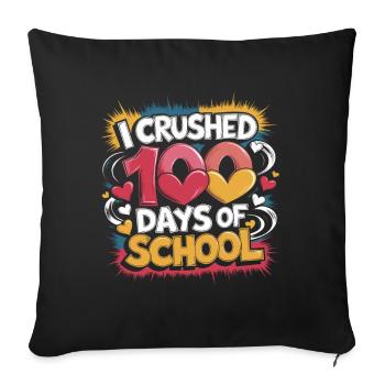 100 jours à l’école Enseignant enfants et garçons - Housse de coussin décorative 45 x 45 cm - noir - Devant