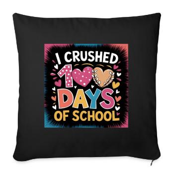 100 jours à l’école Enseignant enfants et garçons - Housse de coussin décorative 45 x 45 cm - noir - Devant
