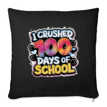 100 jours à l’école Enseignant enfants et garçons - Housse de coussin décorative 45 x 45 cm - noir - Devant