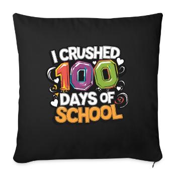 100 jours à l’école Enseignant enfants et garçons - Housse de coussin décorative 45 x 45 cm - noir - Devant